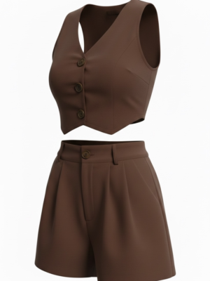 Conjunto Corto Chaleco Chocolate