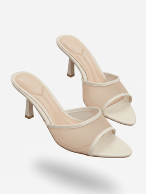 Mules Tacón Blanco Roto
