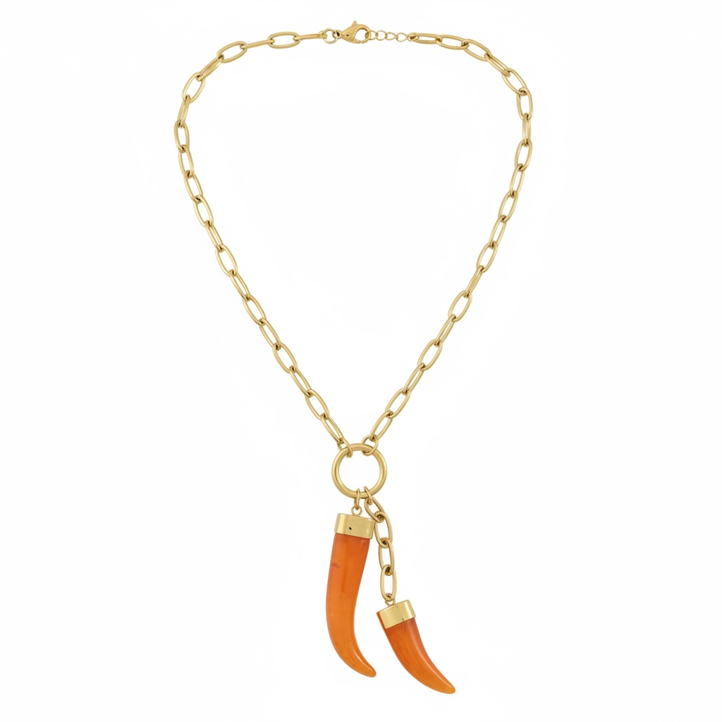 Cadena Doble Cuerno Naranja