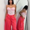 Pantalón Ballons Rayas Rosa y Rojo Anaranjado