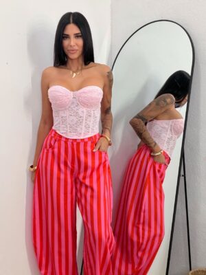 Pantalón Ballons Rayas Rosa y Rojo Anaranjado