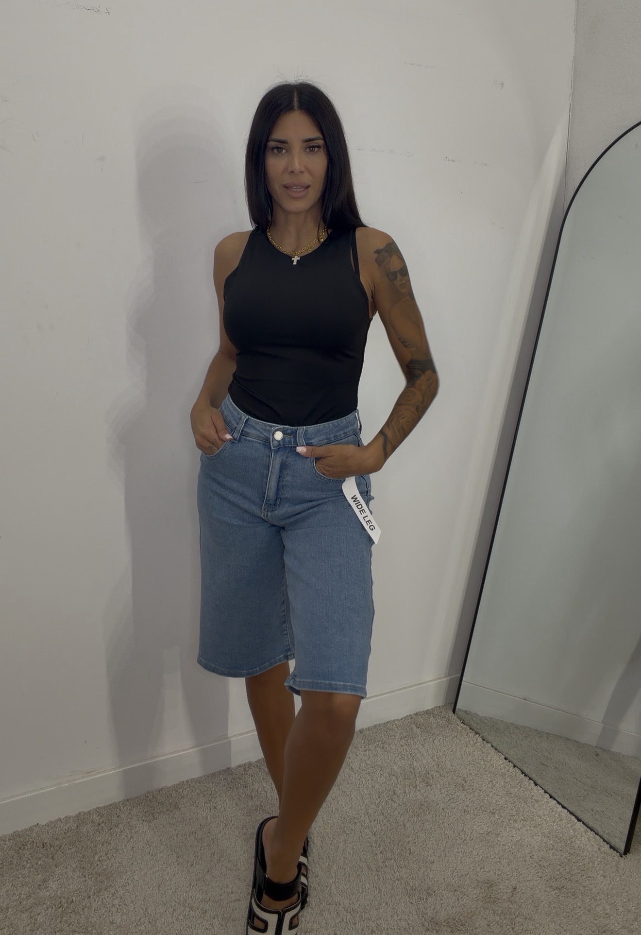 Bermudas Demin Wide Leg