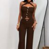 Conjunto Halter Botón Chocolate