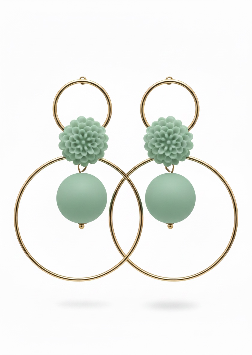 Aros Coral Verde Agua Pastel