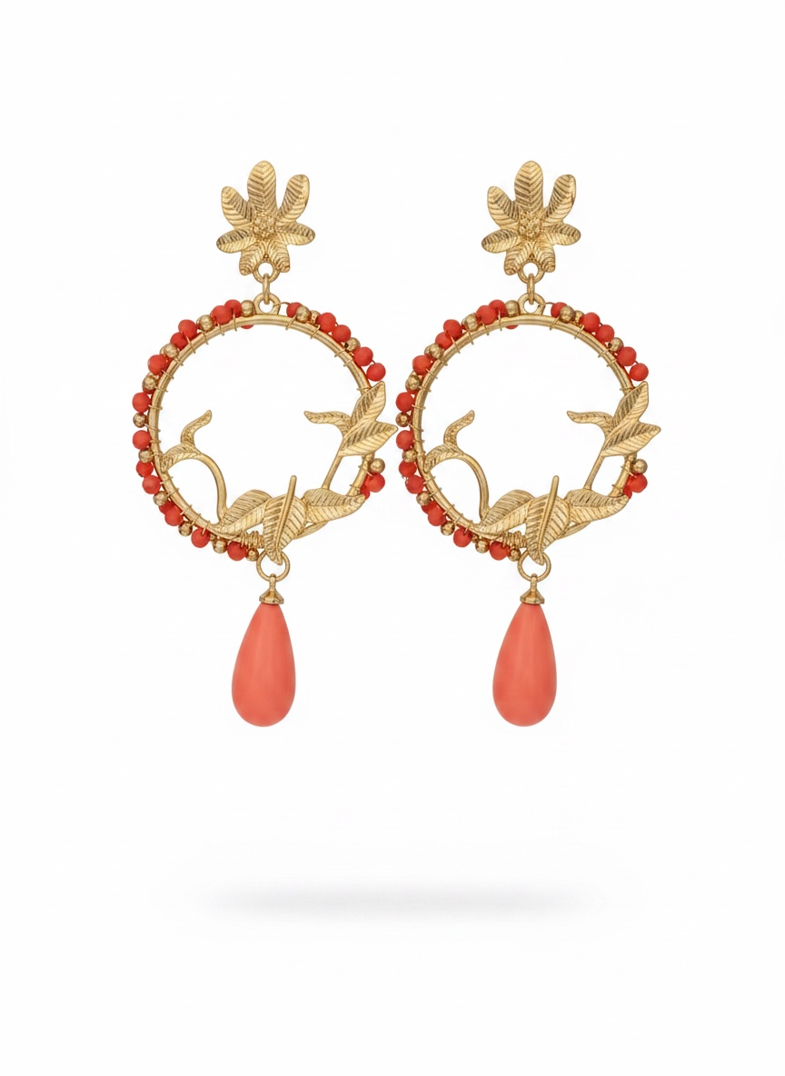 Pendientes Reina Flamenca Coral