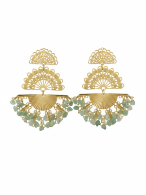 Pendientes Mediano abanico Verde Agua