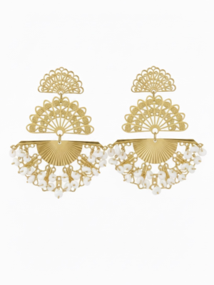 Pendientes Mediano Abanico Blanco