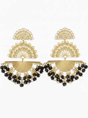 Pendientes Mediano Abanico Negro