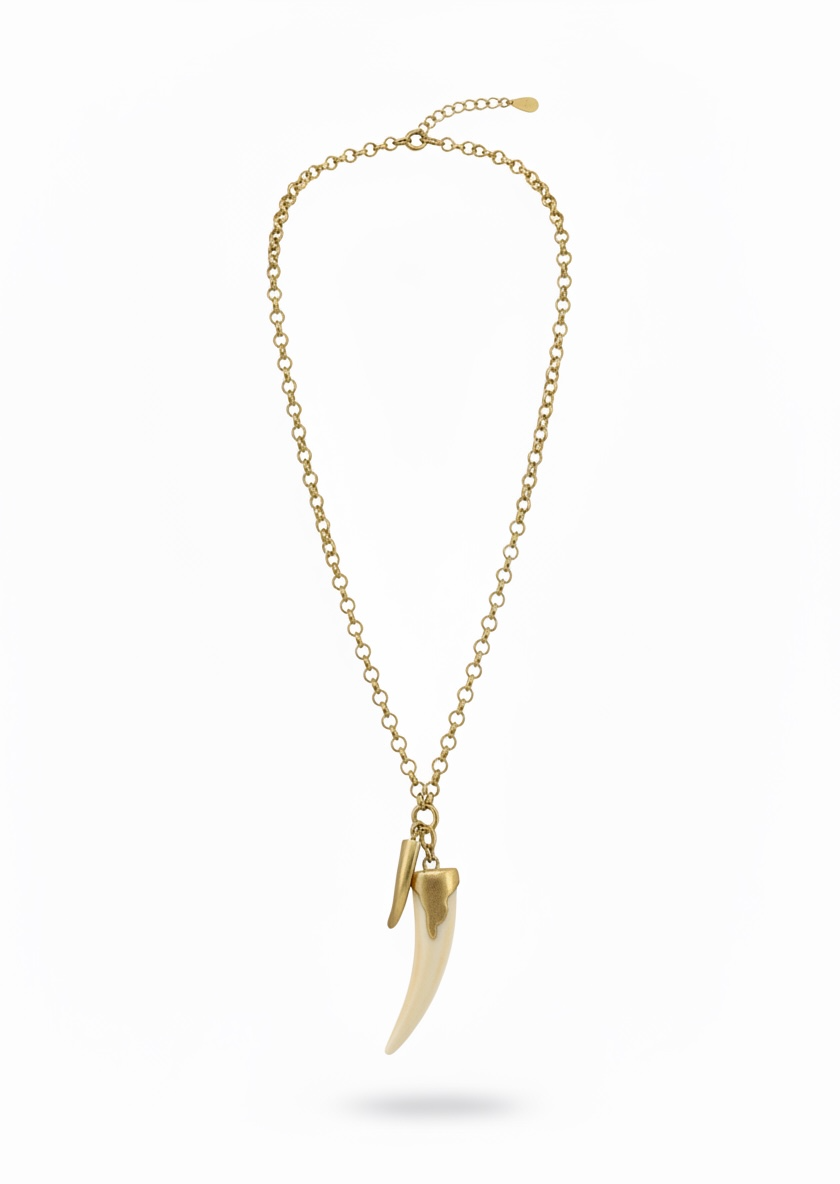 Collar Cuerno Marfil Beige Claro