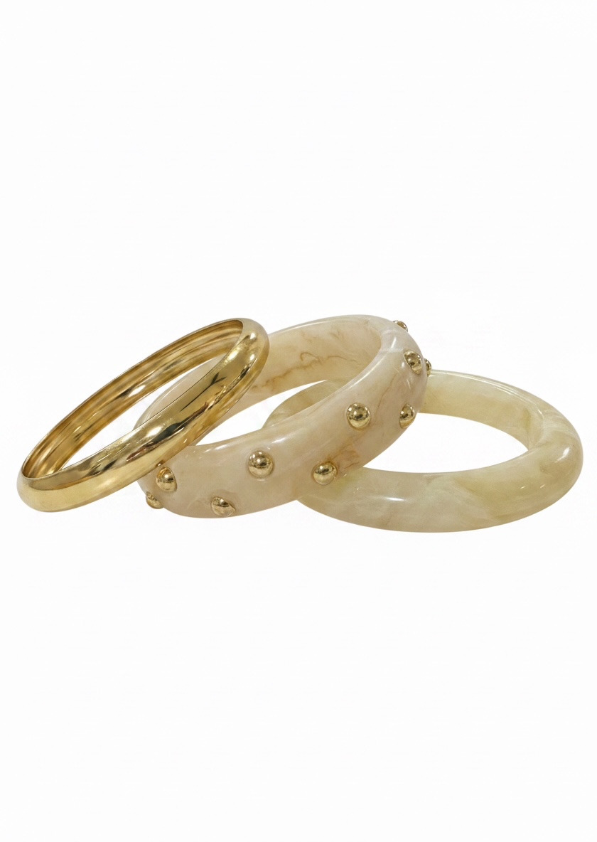 Conjunto de Pulseras Tachas Nácar