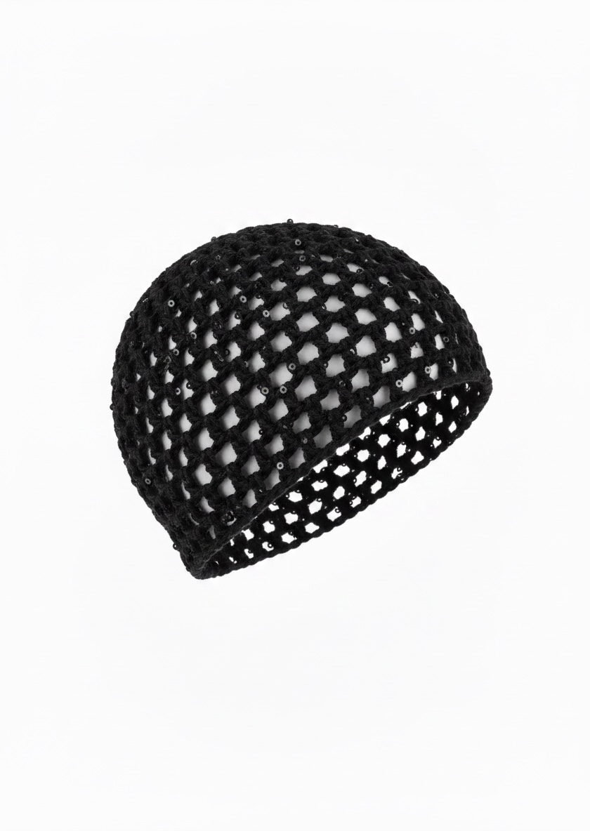 Gorro Casquete Crochet Negro - Imagen 2