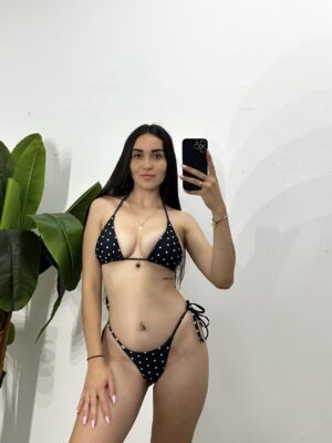 Bikini lunares Negro y blanco Detall
