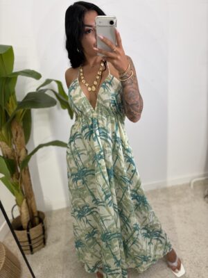 Vestido Palmeras Turquesa