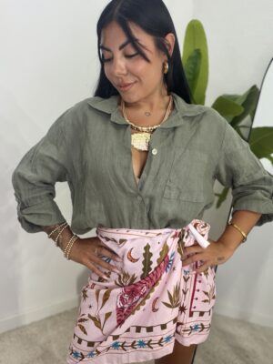 Camisa Lino Verde Militar