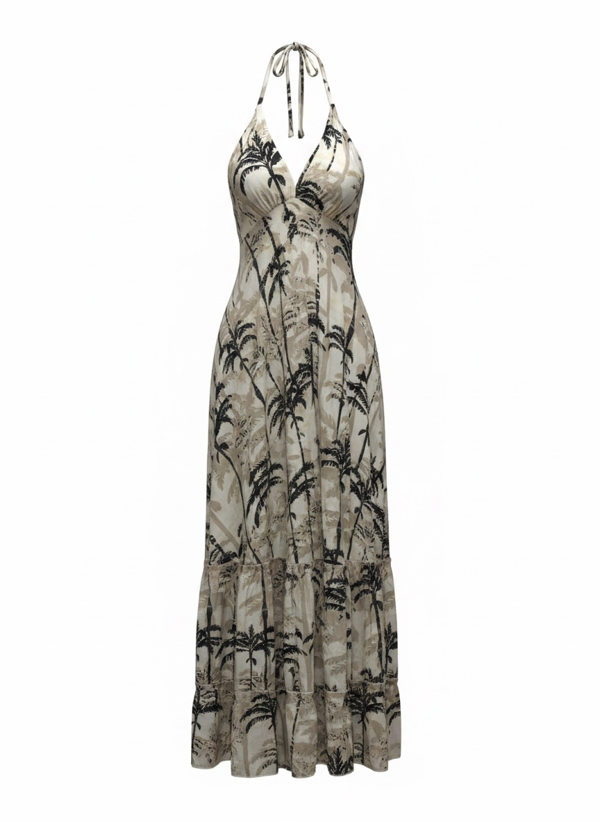 Vestido Palmeras Negro