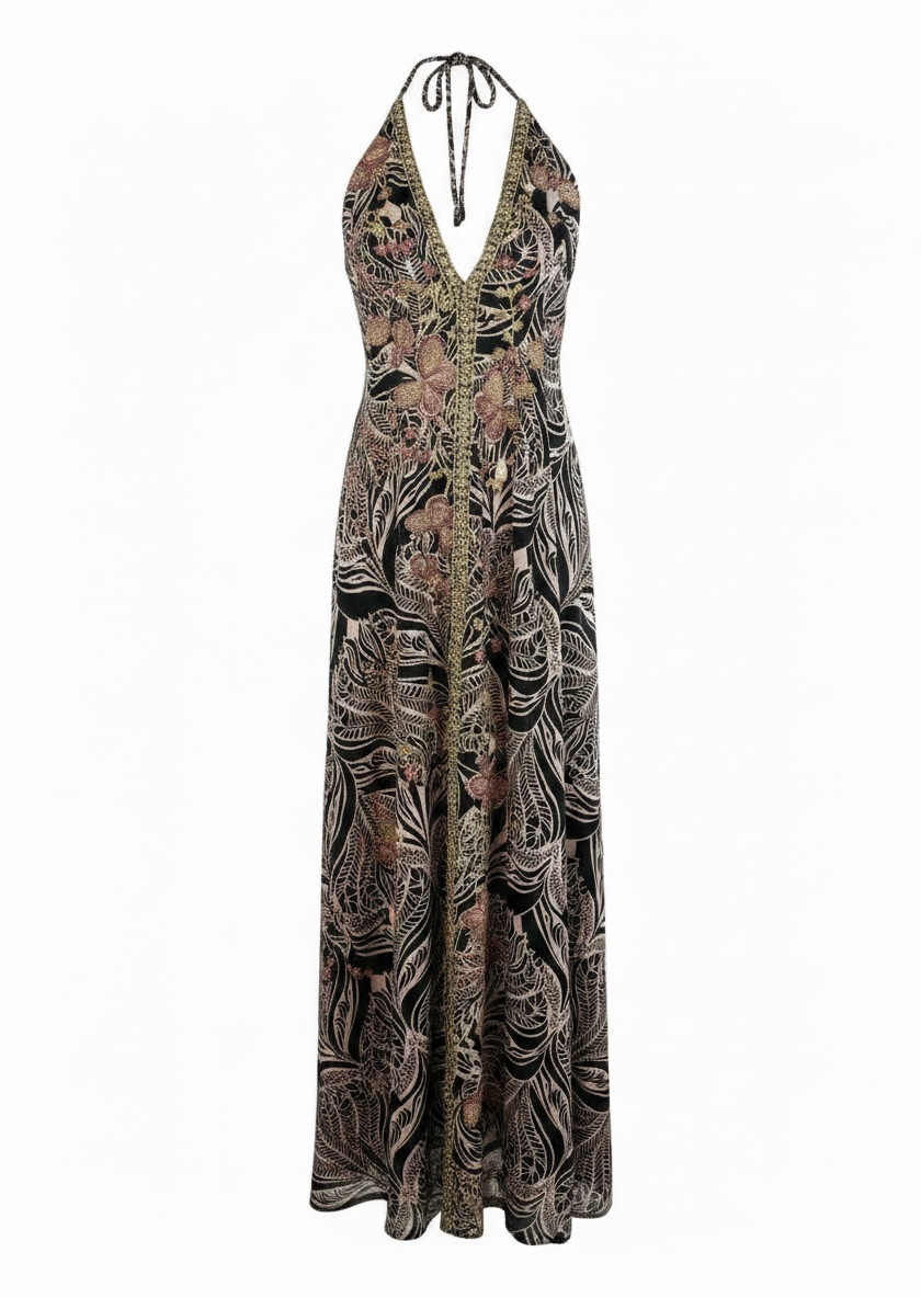 Vestido indio Lentejuelas Negro y Rosa