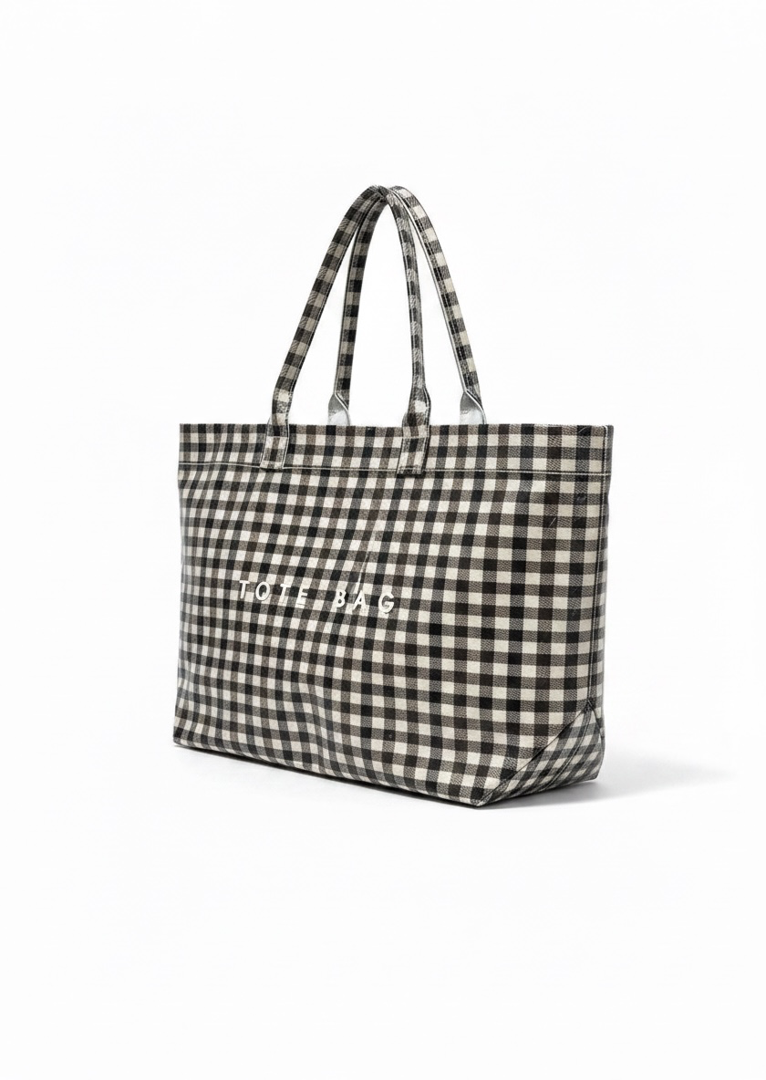 Bolso Tote Bag Cuadro Chocolate y Negro