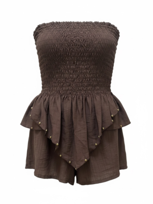 Conjunto Palabra de Honor Tachuelas Corto Chocolate