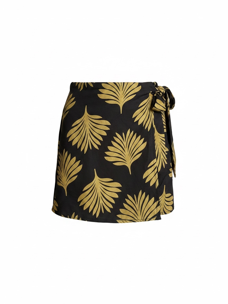 Falda/ Pantalón Estampado Hojas Chocolate