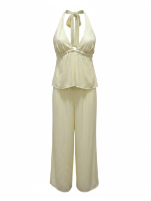 Conjunto Halter Bambula Amarillo Pastel
