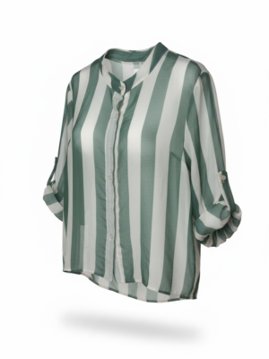 Camisa Rayas  Blanco Roto y Verde