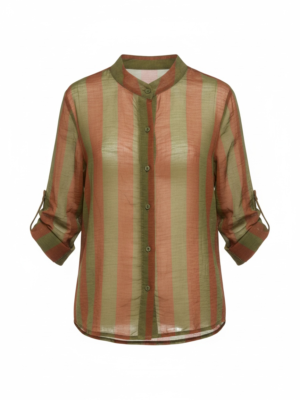 Camisa Rayas Marrón y Verde botella