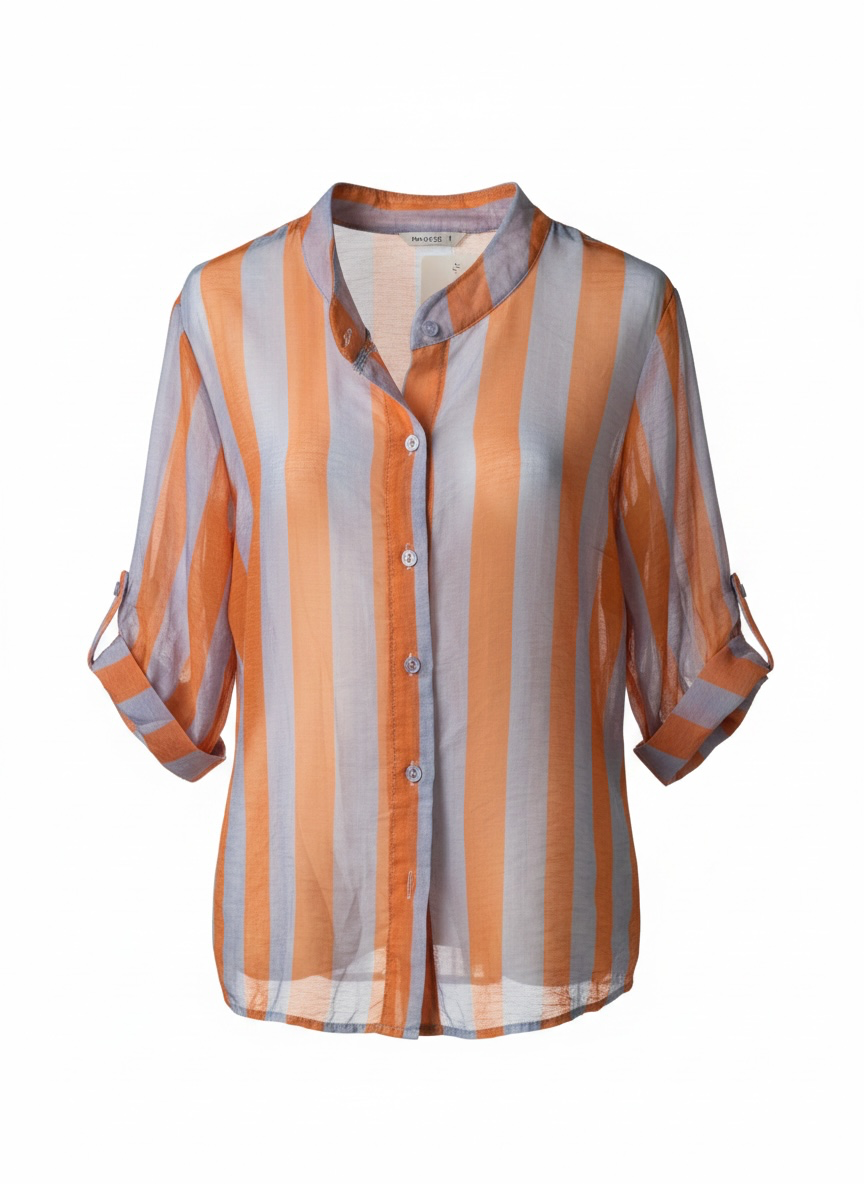 Camisa Rayas Lila y Naranja