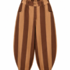 Pantalón Ballons Raya Ancha Camel y Beige Tostado