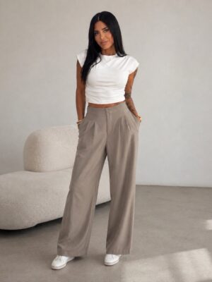 PREVENTA Pantalón Chándal Pliegues Taupe