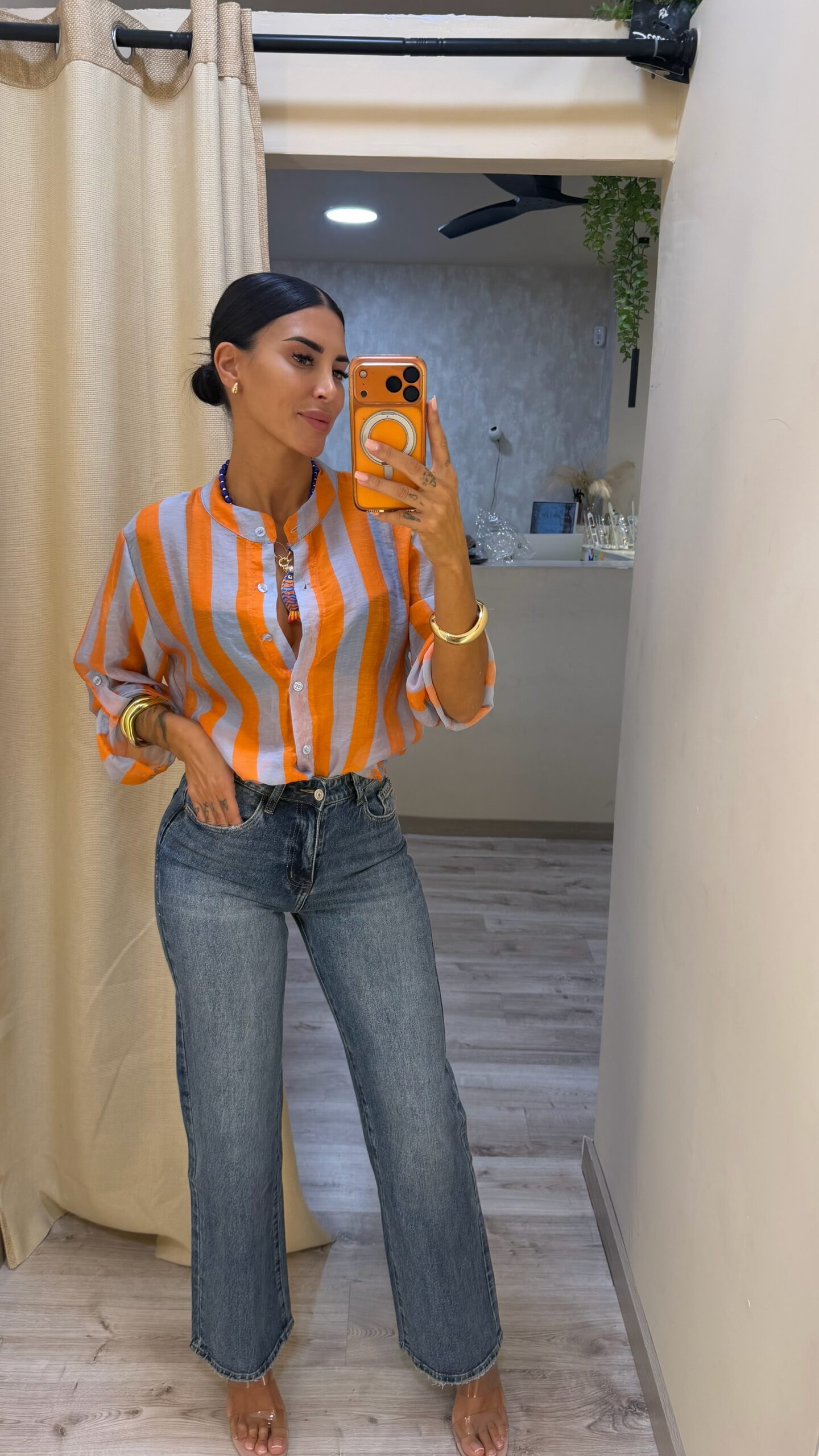 Jeans Straight Leg Demin Medio