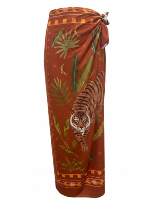 Falda Larga Licra Estampado Teja y Tigre
