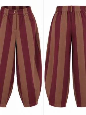 Pantalón Ballons Rayas Anchas Chocolate y Berenjena
