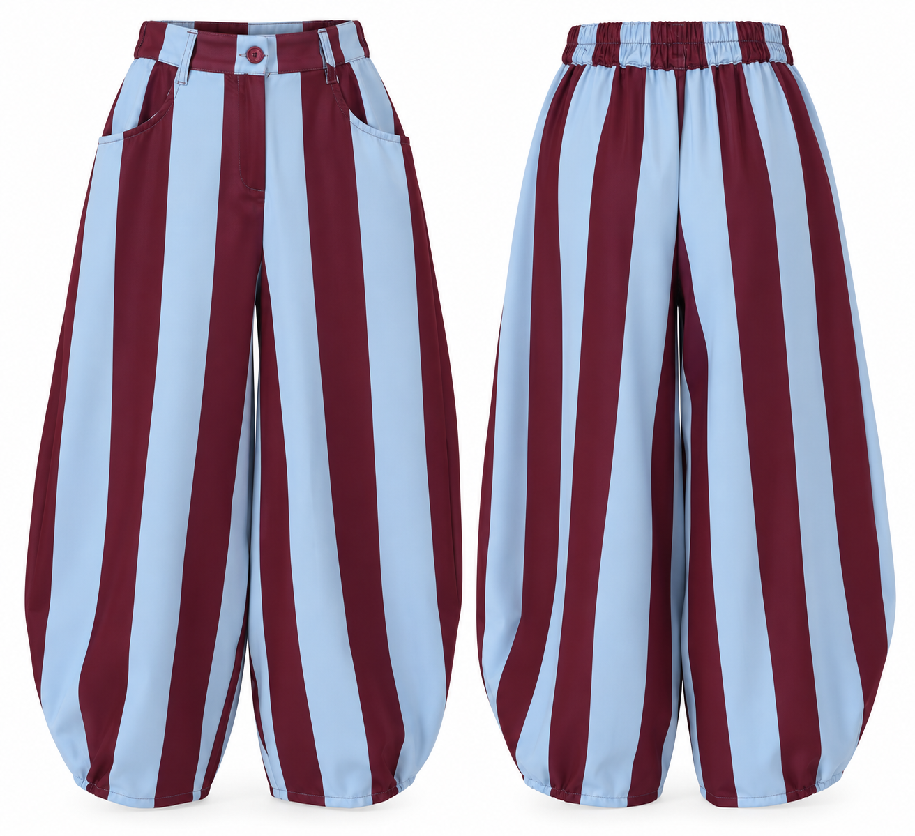 Pantalón Ballons Rayas Celeste y Berenjena